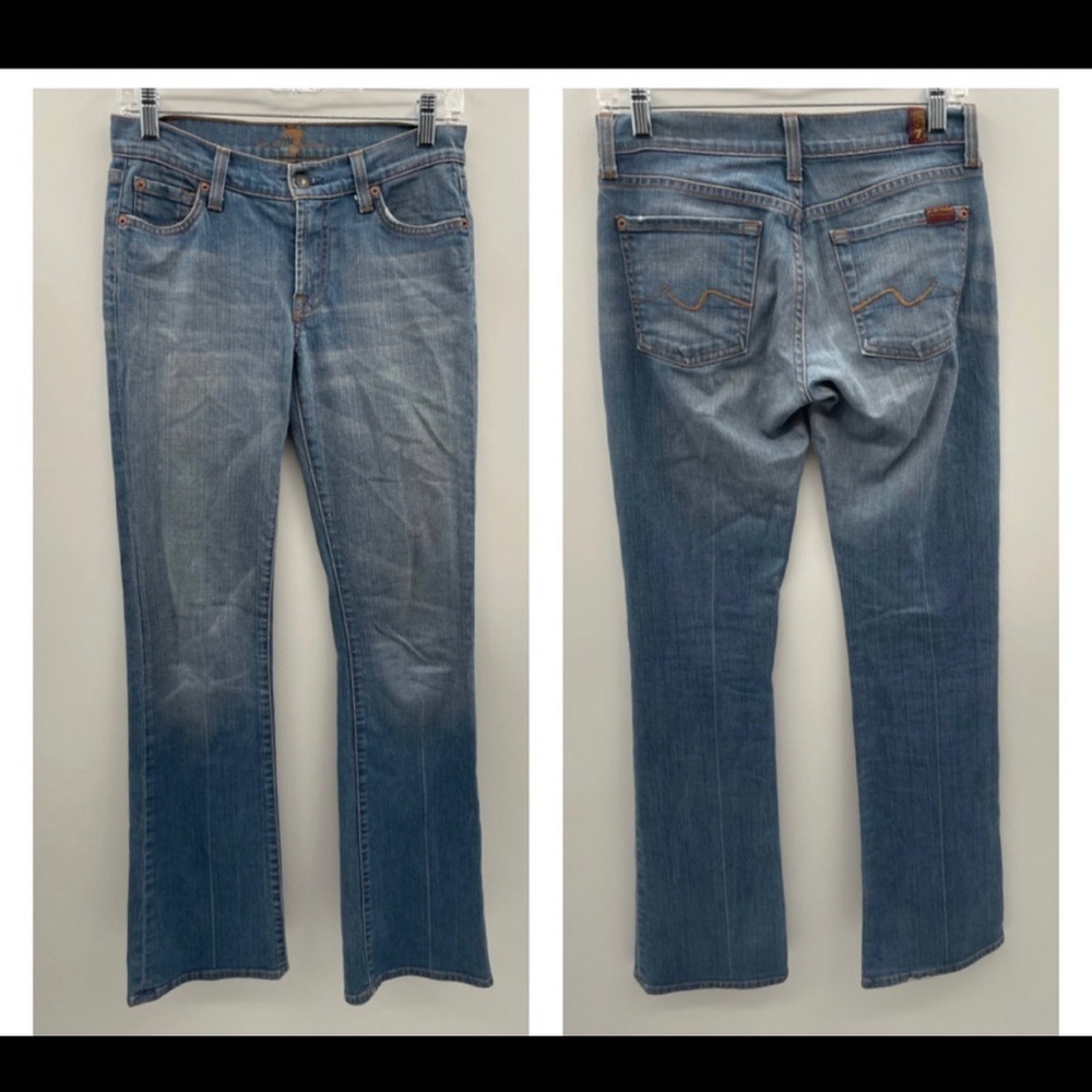 7 for all mankind 26 low rise straight blue made in USA cotton distressed jean